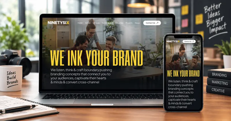 Screenshot of the NINETYSIX SOLUTIONS website